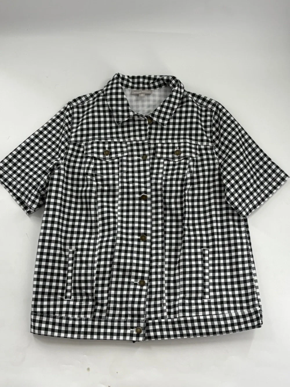 Woman Within Black and White Gingham Jean Jacket - Picture 4 of 6